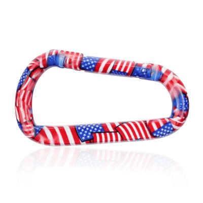 China Hang Thing USA Flag Modern Style Mixed Color Aluminum Snap Hook Carabiner Clip muti-function Customized for sale