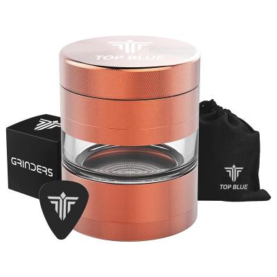 China Viable Aluminum Tobacco Grinder Unique Metal Dismountable Herb Sreen Smoking Herb Grinder 5 Layers With Clear Window for sale