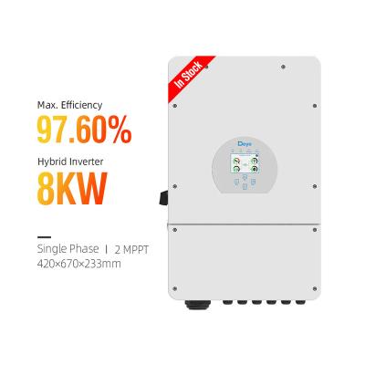 China Deye SUN-8K-SG01LP1-US/EU 8kw hybrid solar inverter mppt wall mounted single phase 2 in stock for sale