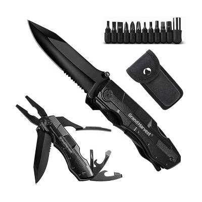 China Hot Selling MULTI FUNCTIONAL Amazon Black Coating Tool Pliers Multi Knife With Screwdrivers for sale