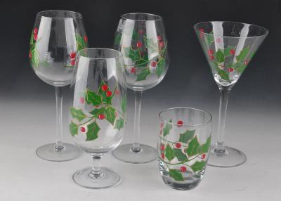 China Kleurrijk Verfraaid Hand Geschilderd Glas Stemware voor Martini-Wijn Te koop