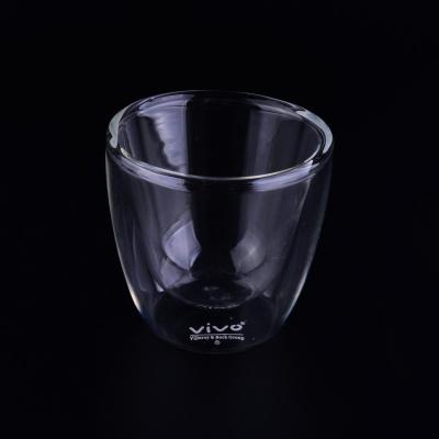 China Novelty Double Wall Borosilicate Glass Cup FDA / ISO9001 , Frosted Logo for sale