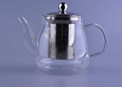 China Home Use Pryex Clear Double Wall Borosilicate Glass Teapot With Cylinder Filter for sale