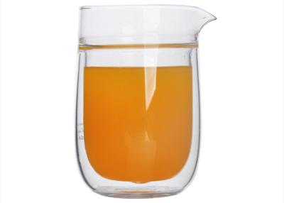 China 290ML FDA Heat Resistant Double Wall Borosilicate Glass For Juice With Spout for sale