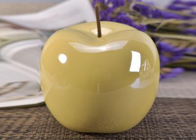 China Decorative Ceramic Wedding Table Centerpieces Yellow Glazed Apple Shaped for sale