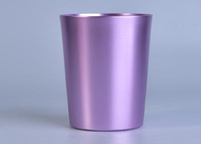 China Home Decor Refilled Metal Tin Candle Box With Unique Violet Color Painted for sale