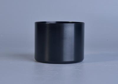 China Short Cylinder Aluminum Metal Tin Can Candle Holders Black Color Painting for sale