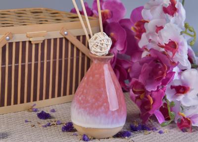 China 330ml Pink Glazing Ceramic Aromatherapy Oil Diffuser Bottle for Home Fragrance for sale