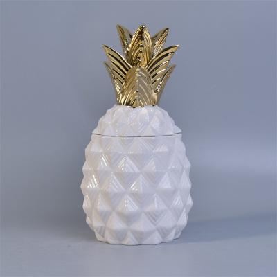 China De ananas vormde witte ceramische kaarshouder/Kruiken met Deksels, die Embleem drukken Te koop