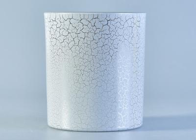 China Bulk Glass Cylinder Candle Holder With White Crackle Finish For Home Decoration for sale