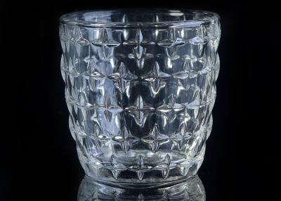 China Eco - Friendly 300ml Clear Glass Candle Holders With Nail Embossed Pattern for sale