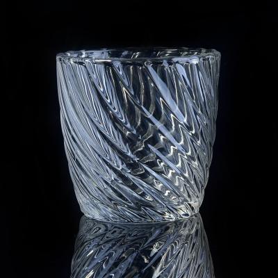 China Hot Popular 8OZ Wax Twisted Lines glass cylinder candle holders For Decor for sale