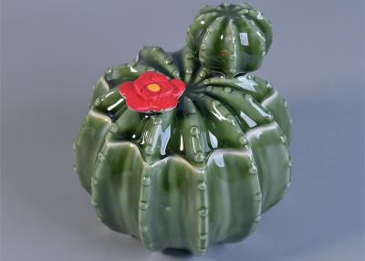 China De groene Cactus vormde Ceramische Kaarshouder met Deksels voor het Decor van de Huisgeur Te koop