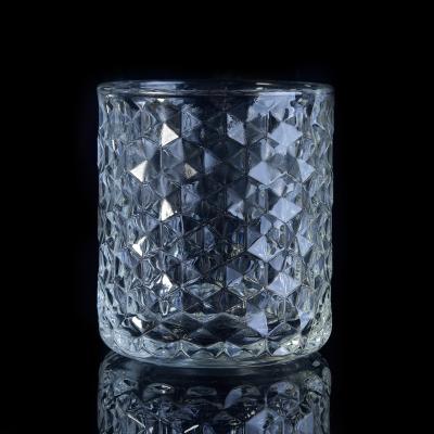 China Popular Home use candle glass containers Custom Clear Diamond Shape for sale