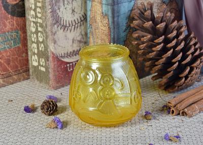 China Custom Soda Lime Glass Candle Container For Home Decor , Yellow for sale