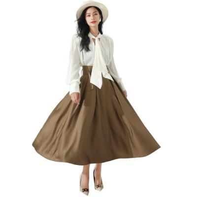 China Women's Long Midi Blouse Two Piece Skirt Plus A-Line Casual Wholesale Waist Anti-Shrink Set Women's Two-Piece Skirts Suit For Church for sale