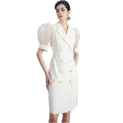 China New Arrival Factory Wholesale Price Summer Puff Sleeve Fashion Direct Elegant Casual Woman Career Dress for sale