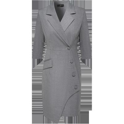 China Gray Office Dresses Women Formal Elegant Business Announcement Dress From Professional Manufacturer Anti-Static for sale