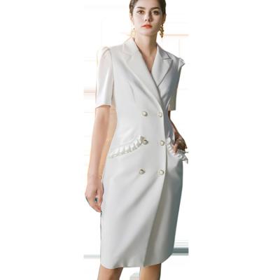 China Good Quality Midi Length Women's Clothing Blazer Dress Lady Office Wear Career White Washable Elegant Dress for sale