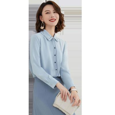 China Anti-pilling new ladies fashion models Korean style lady's chiffon blouse youth fashion 2022 modest blouses for sale