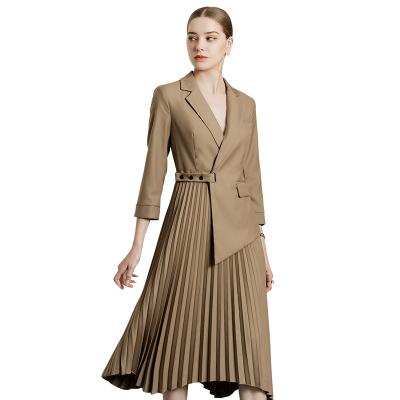 China Anti-Static Fashion Women Formal Business Dress For Office Sexy Mature Women Sheath Long Pleated Casual Dress for sale