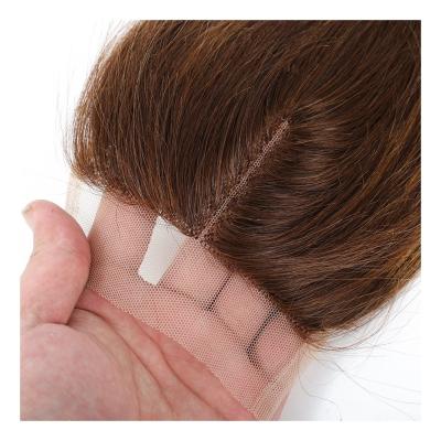 China Latest Design New Arrival Silky Straight Wave 4x4 Lace Up Sealed Natural Color Faux Scalp Patch Hair Extension for sale