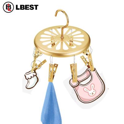 China Gold Round Kids Towel Rack Hanger Set Baby Clip Hanger Cloth Hangers Round Clip for sale