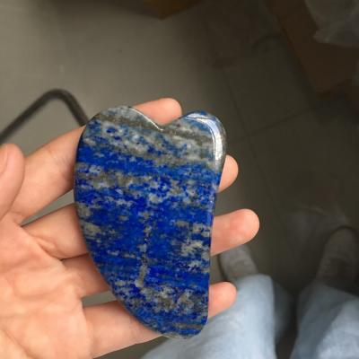 China Portable Natural Blue Lapis Lazuli Guasha For Face Massage for sale