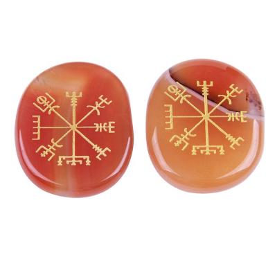 China Europe Engraved Crystal Palm Stones Carnelian Pocket Stone Chakra Agate Slice for sale