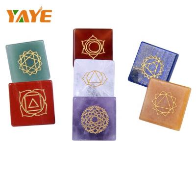 China Europe Wholesale Natura Stone Engraved 7 Chakra Pyramid For Chakra Healing Set for sale