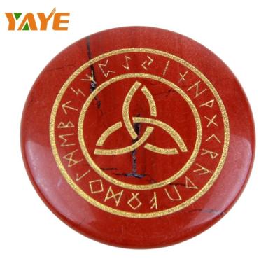 China Wholesale Engraved Healing Crystal Custom Medals Rune from Europe Stones Red Jasper for sale