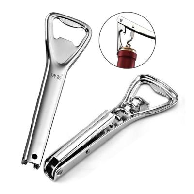 China Dexian STAINLESS STEEL 3 in 1 Multifunctional Folding Bottle Opener Can Opener Red Wine Portable Travel Beer Opener for sale