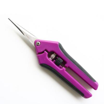 China Anti-Slip Handle Curved Gardening Scissors Garden Pruning Scissors Purple Garden Scissors for sale