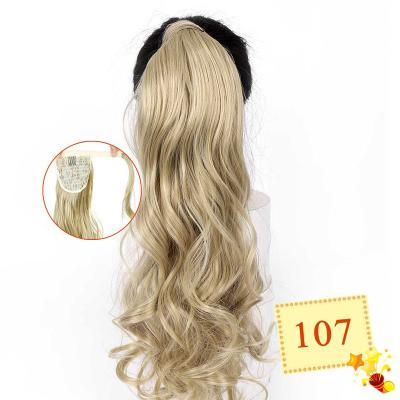 China 9 Clip Long Wavy Wrap Around Clip In Synthetic Natural Wave Pony Tail False Hair Ponytail Hair Extension for sale