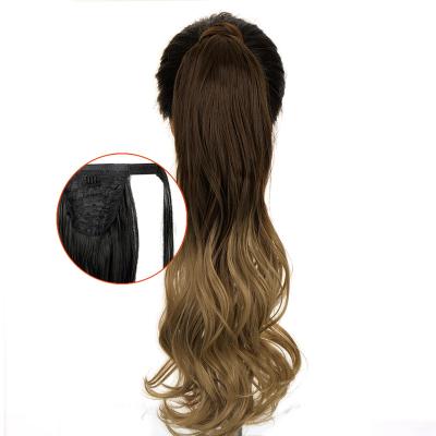 China Clip 2 Wrap Around Clip in Ponytail Hair Extension Synthetic Heat Resistant Natural Wave Pony Tail Fake Hair for sale