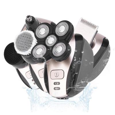 China Triple Blade 5 in 1 Rechargeable Electric Shaver Five Heads Electric Shaver Five Heads Hair Trimmer Nose Ear Hair Trimmer Men Floating Facial Cleansing Brush for sale