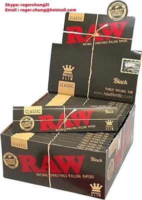 China RAW Black Kingsize Slim Rolling Paper Slow Burning Papers Full Box of 50 Packs for sale