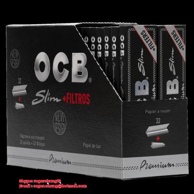 China OCB Premium King Slim + Tips  Black Rolling Paper Slow Burning Papers. for sale