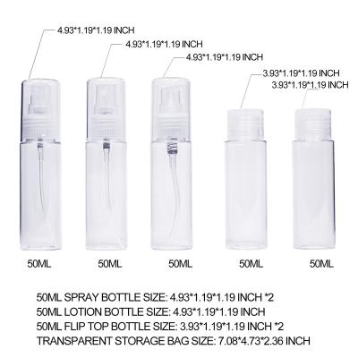 China Personal Skincare Packaging 50ml Empty Plastic Travel Bottles Containers, BPA Free PET Cosmetic Bottle, Set Container For Cosmetics And Toiletries for sale