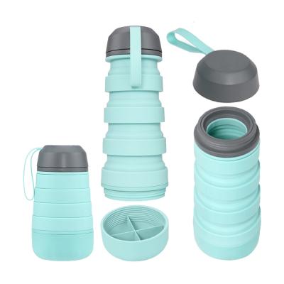 China Portable 400ml Silicone Water Bottle Retractable Collapsible Telescopic Collapsible Travel Sports Bottle Yoga Outdoor Gym Viable for sale