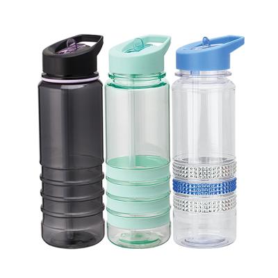 China High Quality Slim Sustainable Shape 750ml 26oz BPA Tritan Free Sports Plastic Water Bottles With Straw for sale