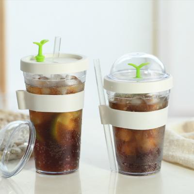 China Sustainable Clear 12oz Plastic Acrylic Wine Tumbler Coffee Mug With Colorful Lid And Straw for sale