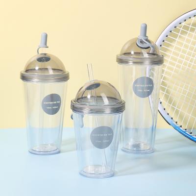 China 2021 Viable Hot Sale BPA Free Wholesale Wall Double Cup Acrylic Clear Amazon Coffee Tumbler With Straw Bulk for sale