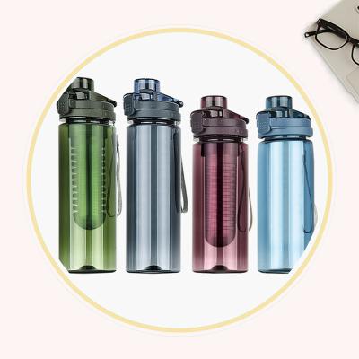 China 700ML Handle 700ML Easy Viable Design BPA Tritan Free Plastic Fruit Motivational Water Infuse Bottle With Rope for sale