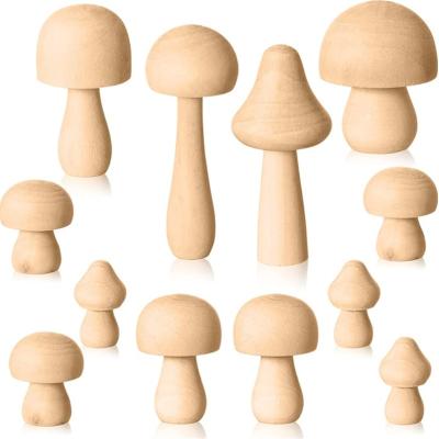 China China Wood Color Mushroom Education The First Head Wooden Children Painted DIY Toys Wooden Crafts for sale