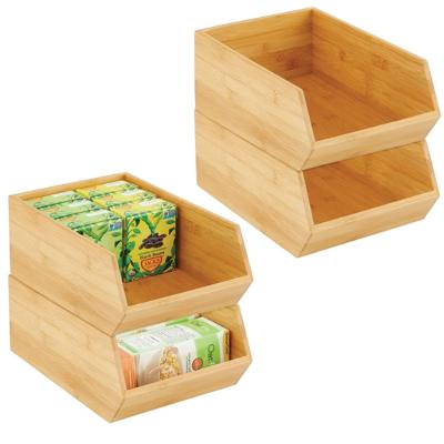 China Wholesale Custom Bamboo Stack Food Storage Organization Bin Able Basket From Europe for sale