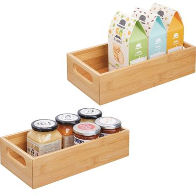 China Europe factory custom bamboo wooden compact food bin with handle for buffet for sale