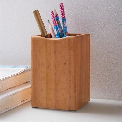 China China creative solid wood wooden stationery office supplies table decoration square storage pen boxes for sale