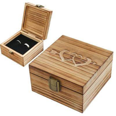 China China High End Custom Made High Quality Solid Wooden Box With Soft Outside Jewelry Ring Wooden Box for sale