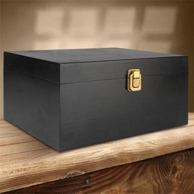 China China Large Wooden Box Creative Custom LOGO With Cover Black High Quality Wooden Box for sale